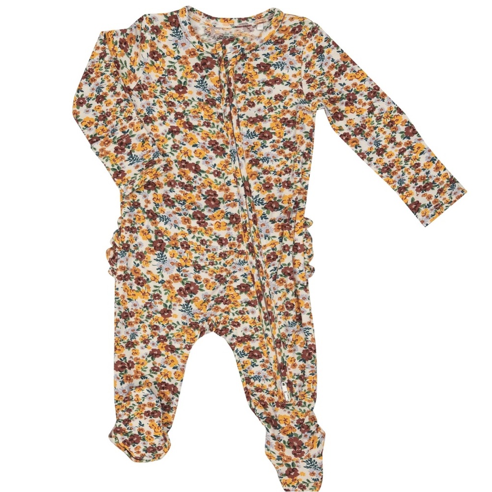 NWT Angel Dear Sweet Calico Floral Zipper Footie 3-6M - Picture 2 of 11